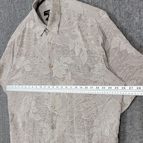 Ono & Company Liberty House Hawaiian Shirt Mens XXL Taupe Leaf Print Silk Blend - Picture 5 of 10